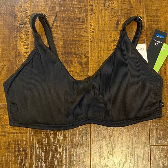 La Vie en Rose BLACK RIB Recycled Fibers D Cup Bralette Bikini Top - Picture 4 of 10